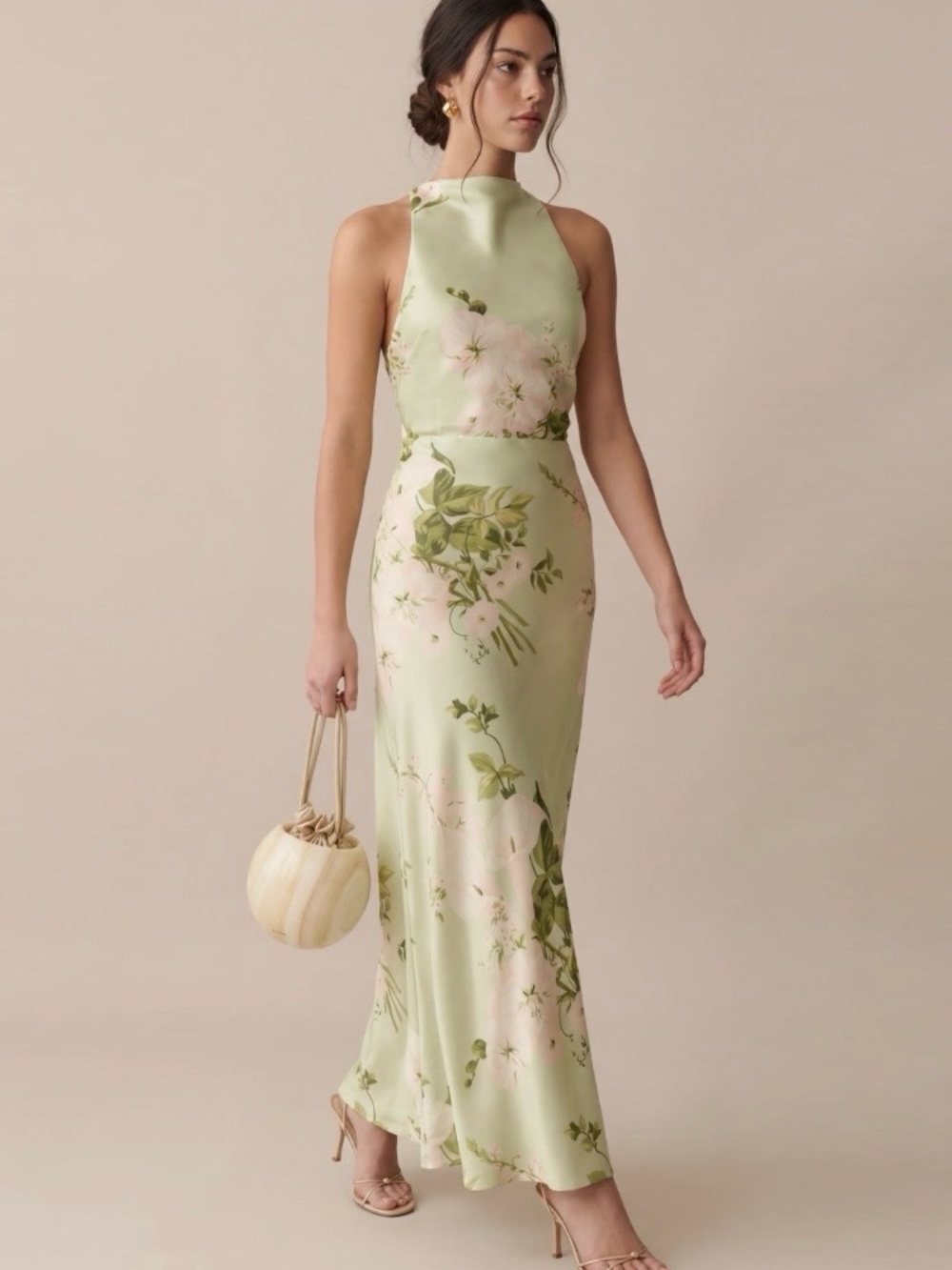 Few Moda o.p.t silk Maxi Dress in Soft Green
